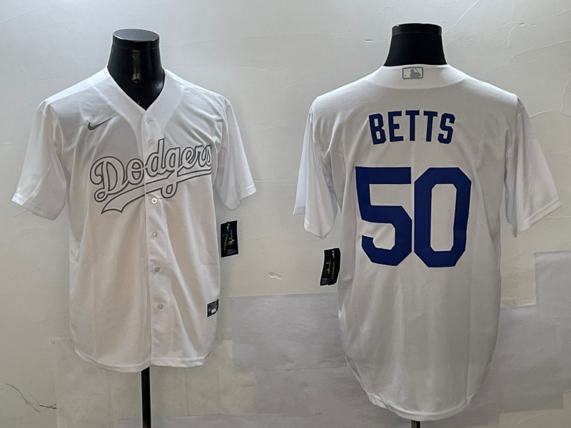 Men's Los Angeles Dodgers Mookie Betts #50 White Player Jerseys