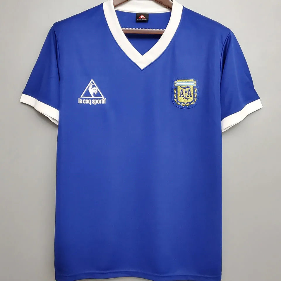1986 Argentina Away Blue Retro Soccer Jersey Front