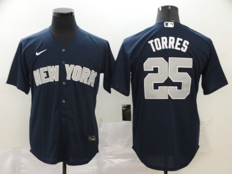 Men's New York Yankees Gleyber Torres #25 Navy Replica Baseball Jerseys