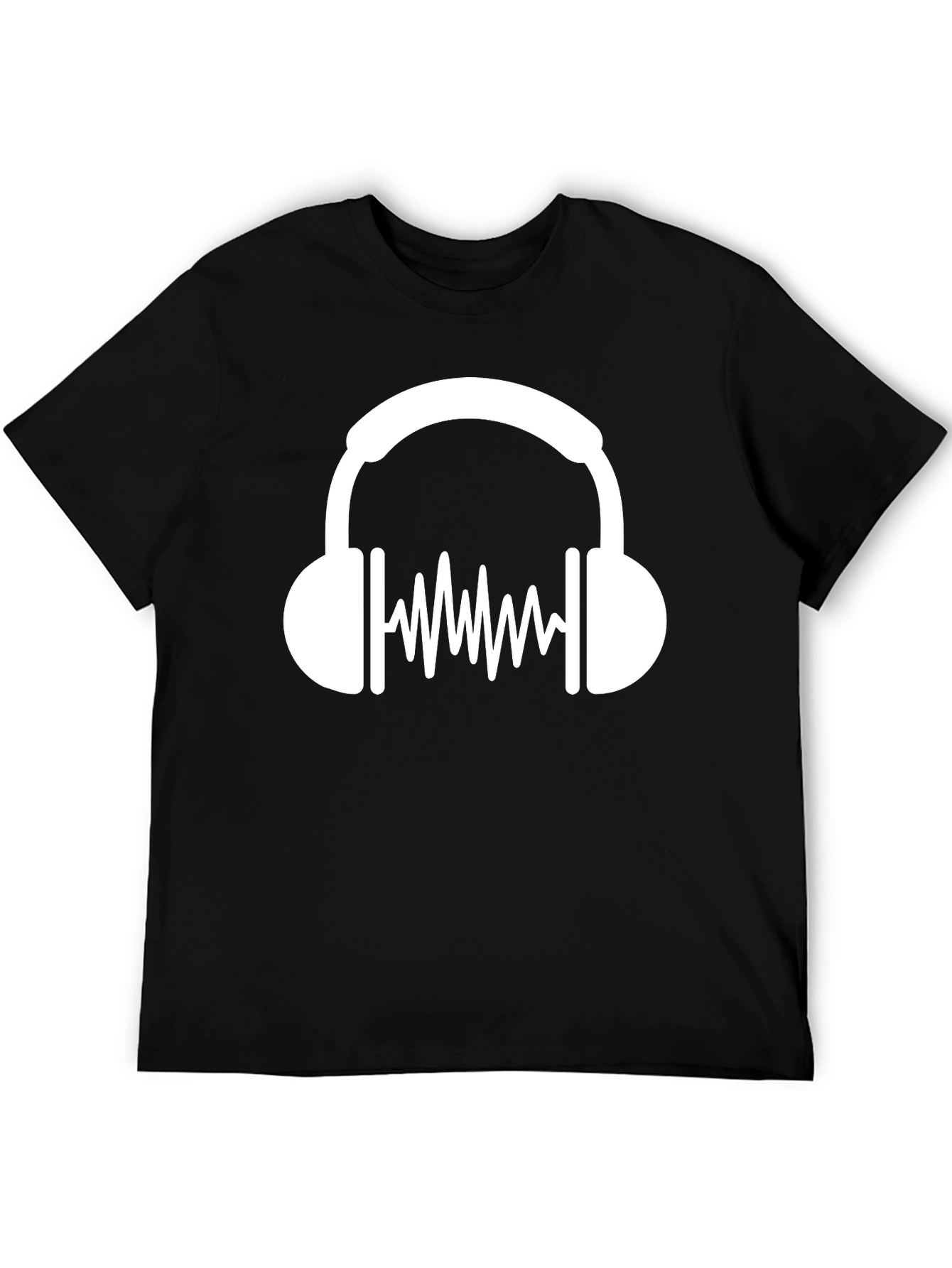 Cool Headphone Graphic Black T-Shirt