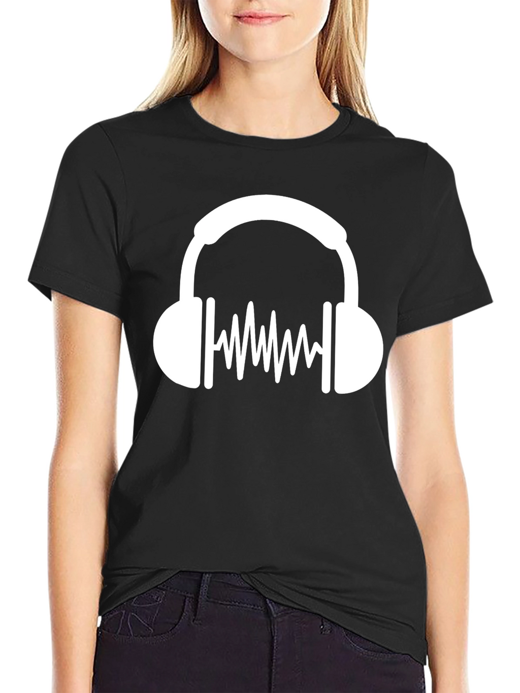 Cool Headphone Graphic Black T-Shirt
