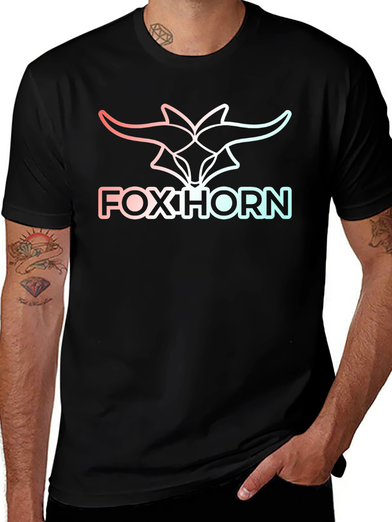 Foxhorn Graphic Tee - Stylish Black T-Shirt