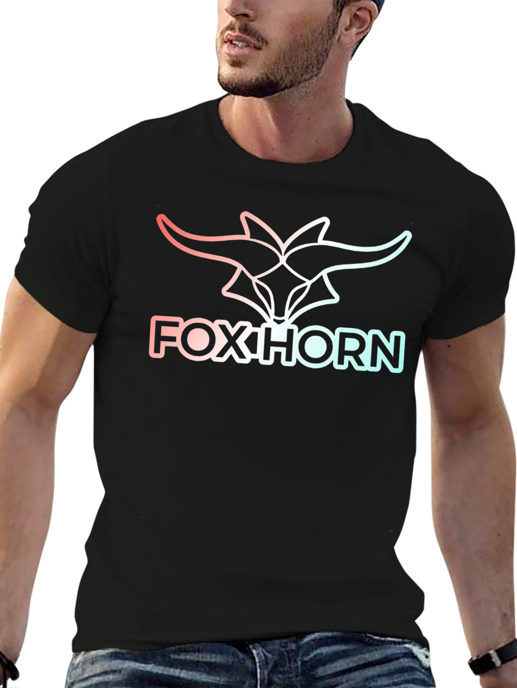 Foxhorn Graphic Tee - Stylish Black T-Shirt