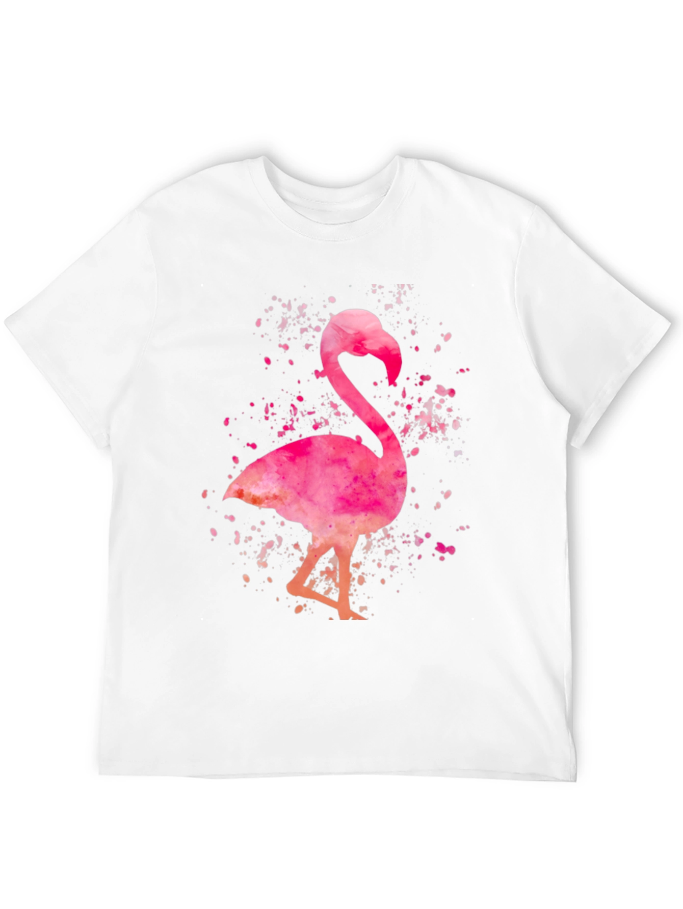 Watercolor Flamingo Graphic Tee - Black Cotton