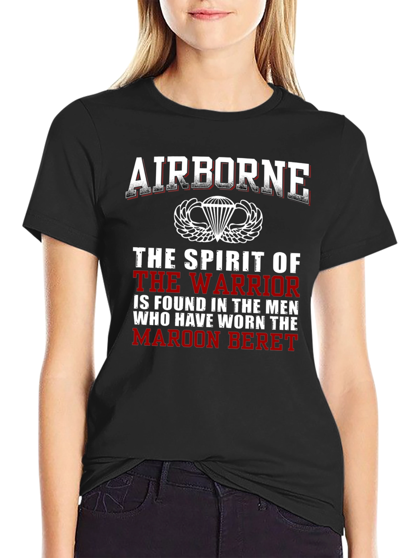 Airborne Warrior Maroon Beret T-Shirt