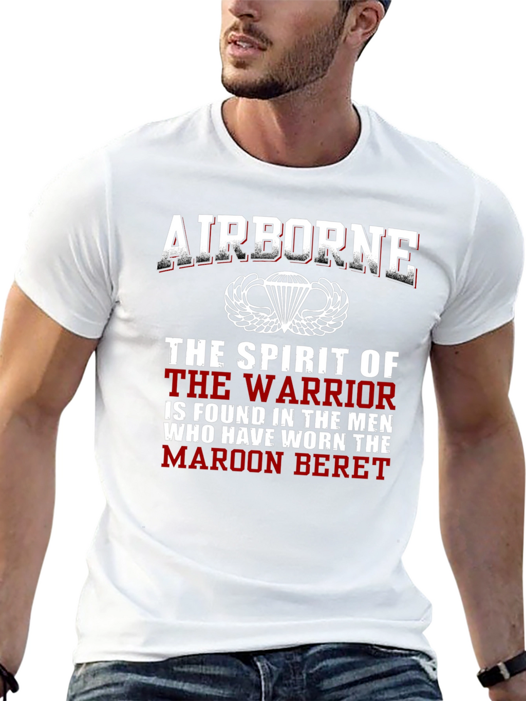 Airborne Warrior Maroon Beret T-Shirt