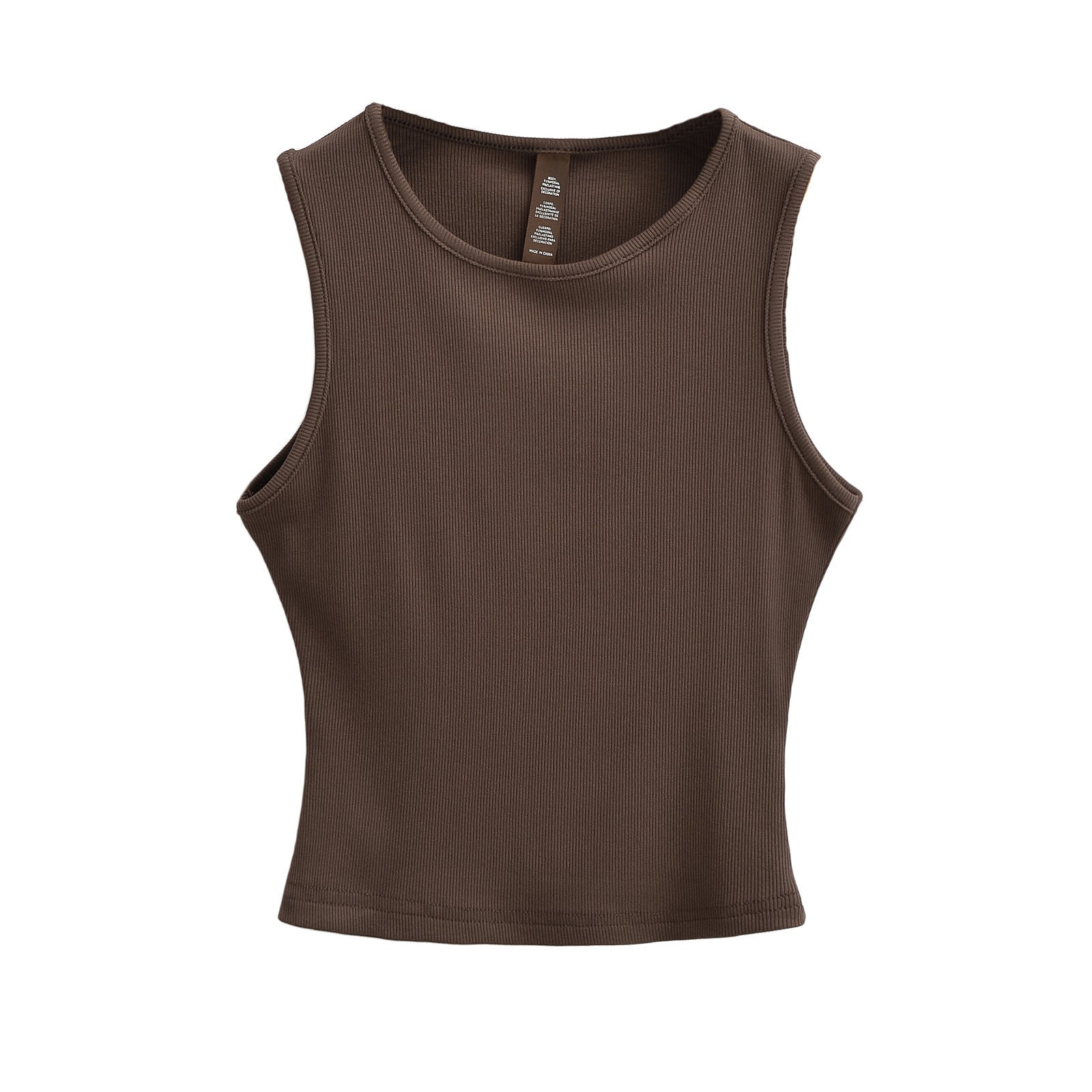 Sleeveless round neck cropped short vest