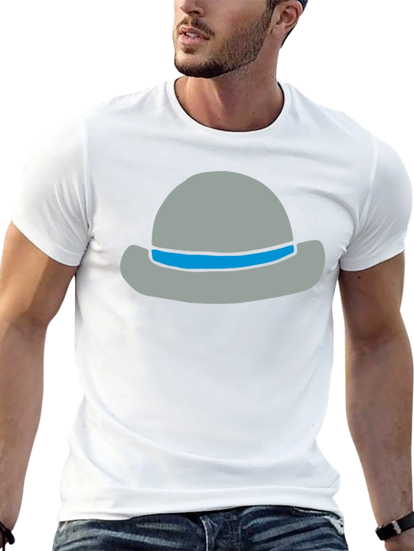 Stylish Cartoon Hat Graphic Tee - Unisex Cotton Blend