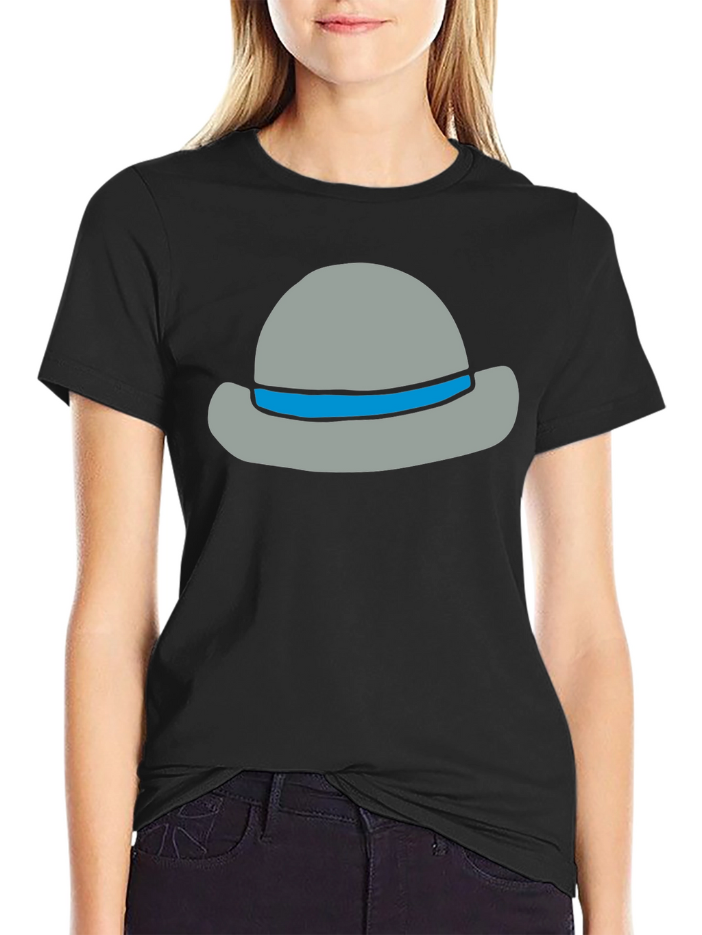 Stylish Cartoon Hat Graphic Tee - Unisex Cotton Blend