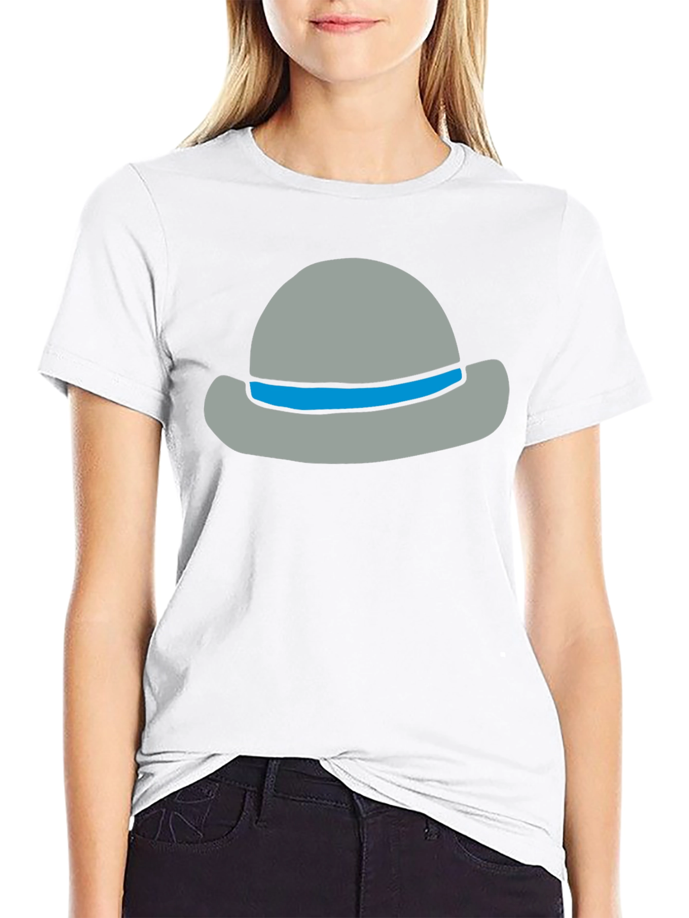 Stylish Cartoon Hat Graphic Tee - Unisex Cotton Blend