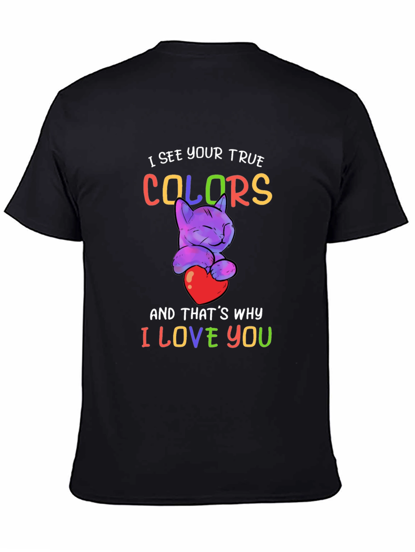 True Colors Cat Heart Graphic Tee - Love and Acceptance T-Shirt