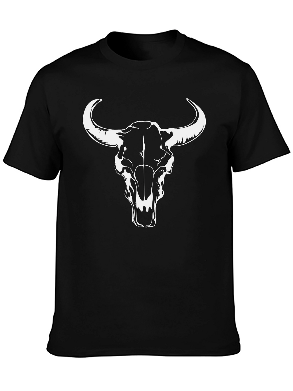 Black T-Shirt with Bull Skull Design