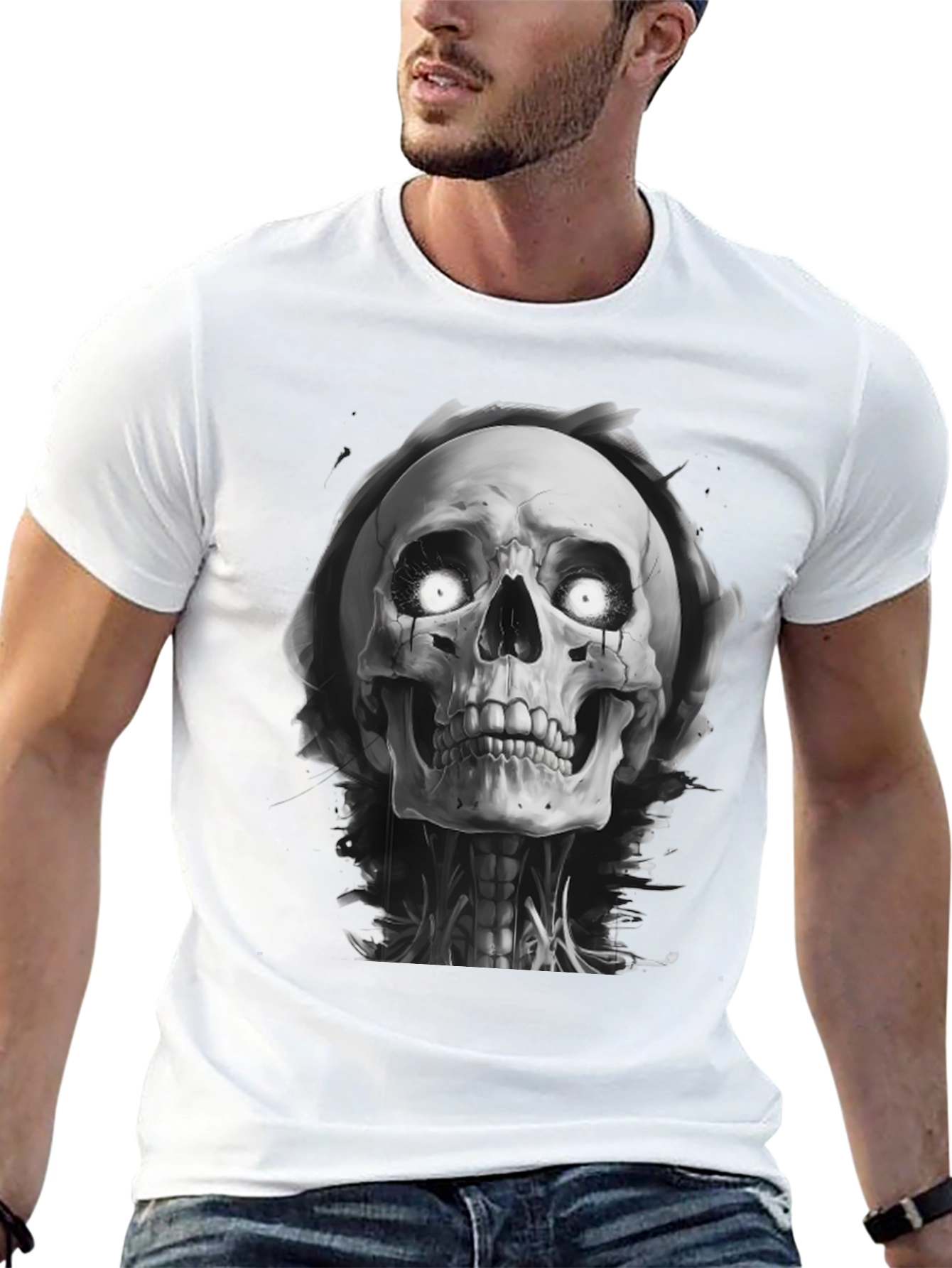 Grim Reaper Skull Graphic Black T-Shirt