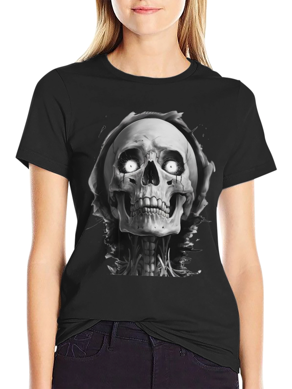Grim Reaper Skull Graphic Black T-Shirt