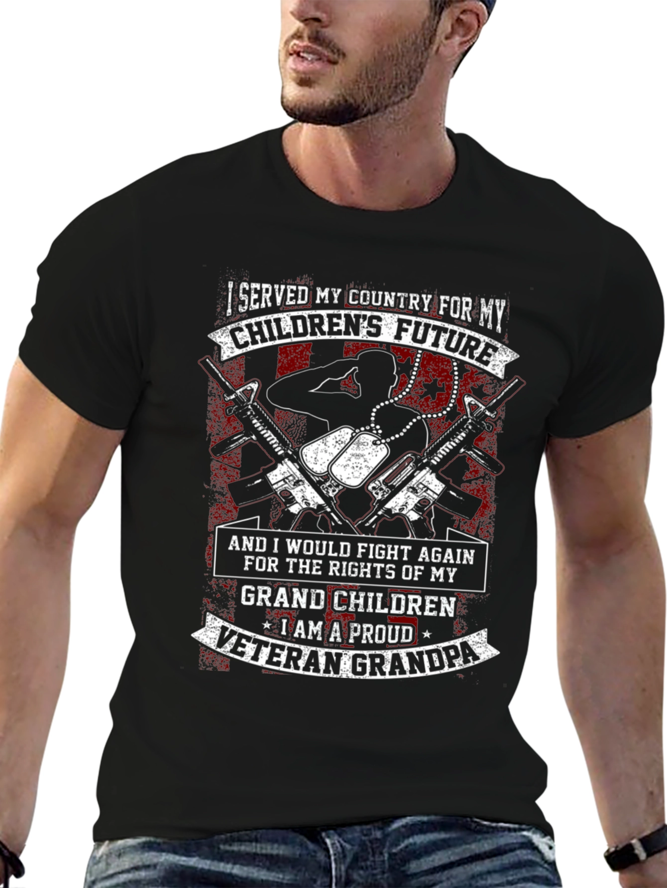 Proud Veteran Grandpa Graphic T-Shirt