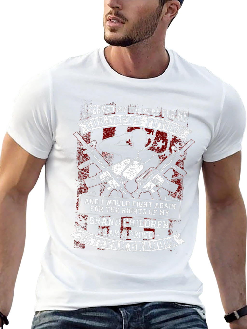 Proud Veteran Grandpa Graphic T-Shirt