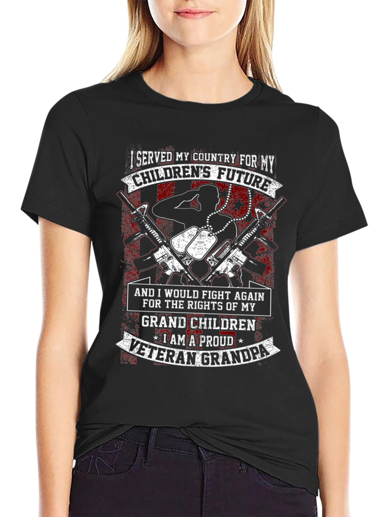 Proud Veteran Grandpa Graphic T-Shirt