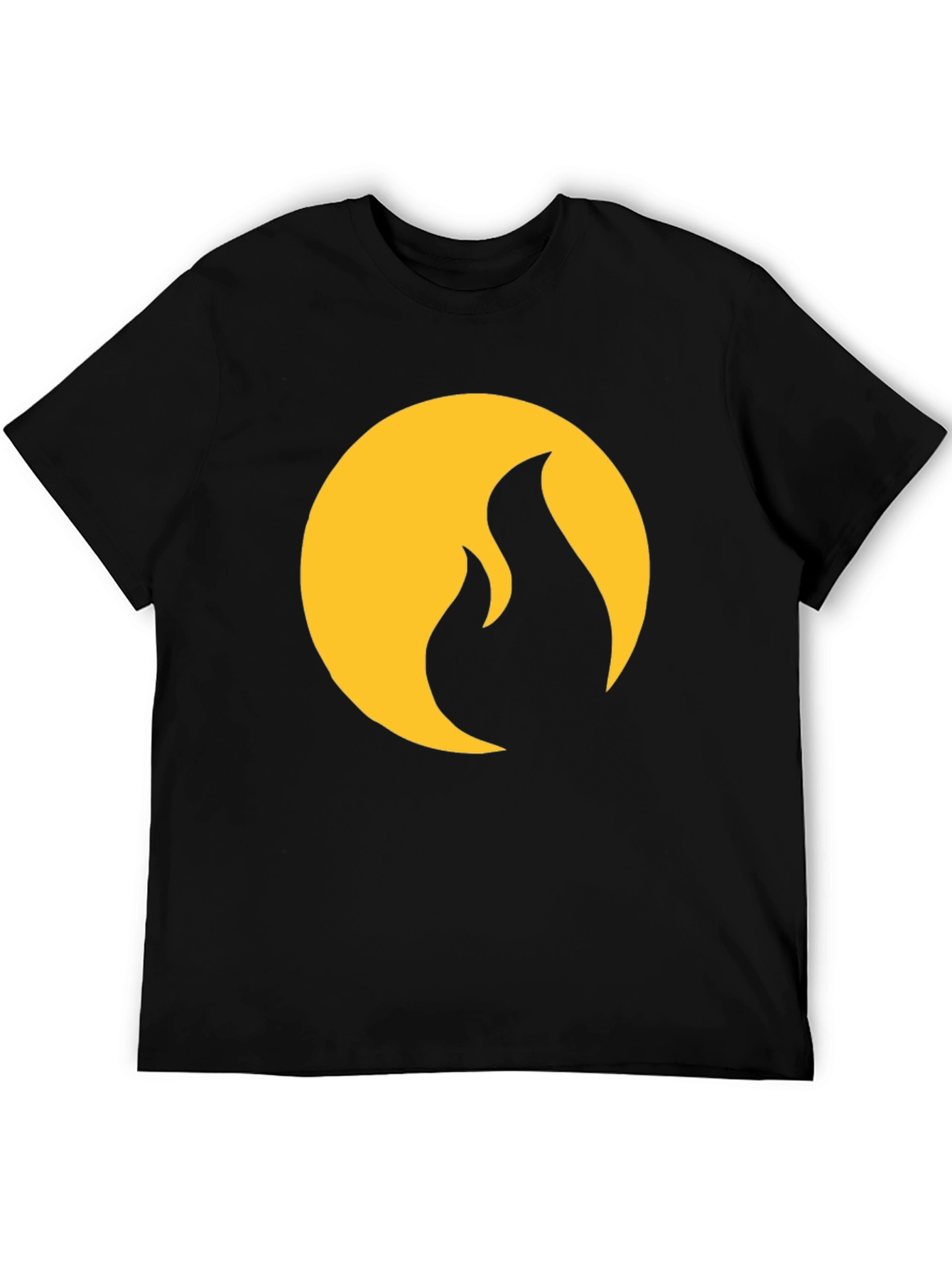 Black T-Shirt with Gold Flame Design