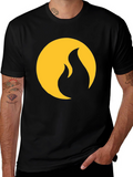 Black T-Shirt with Gold Flame Design