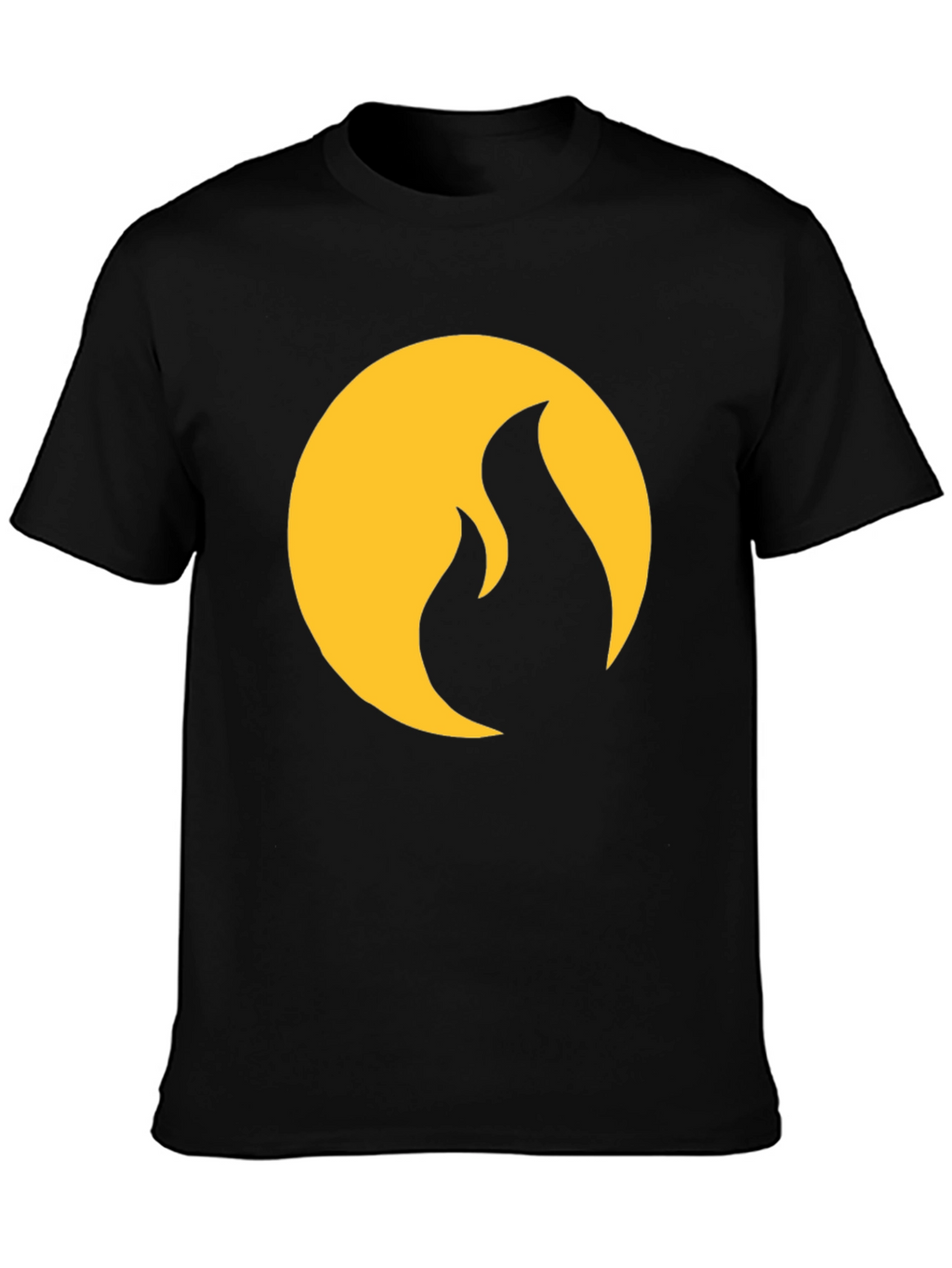 Black T-Shirt with Gold Flame Design