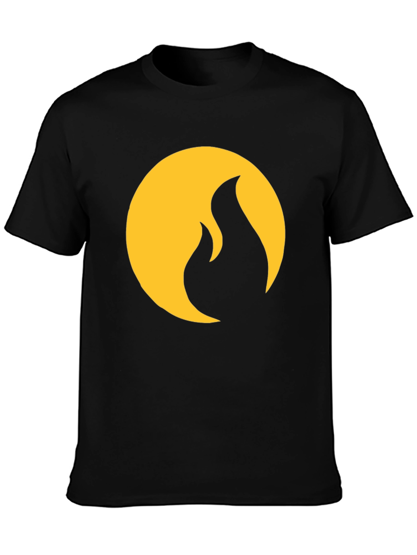 Black T-Shirt with Gold Flame Design