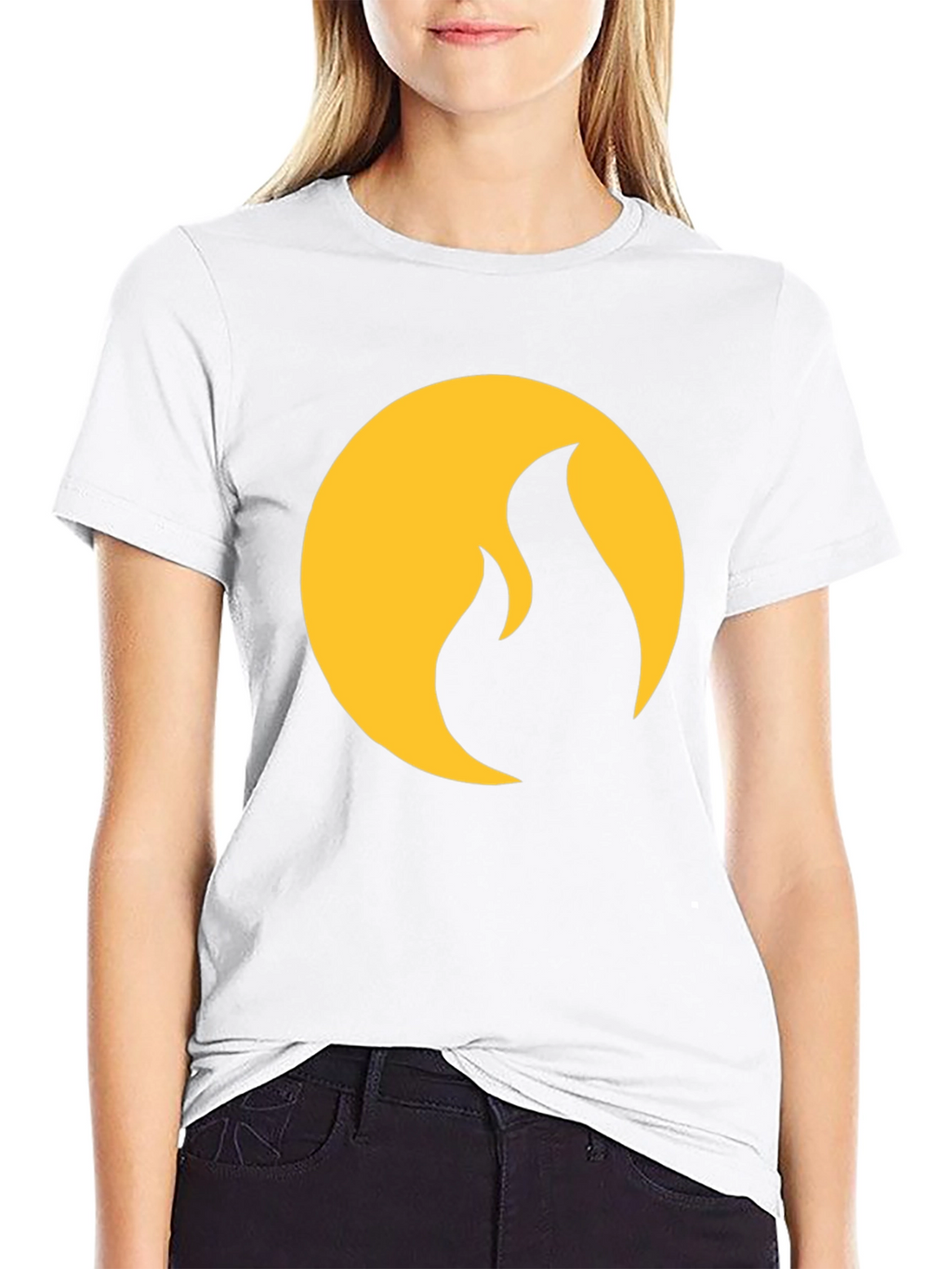 Black T-Shirt with Gold Flame Design