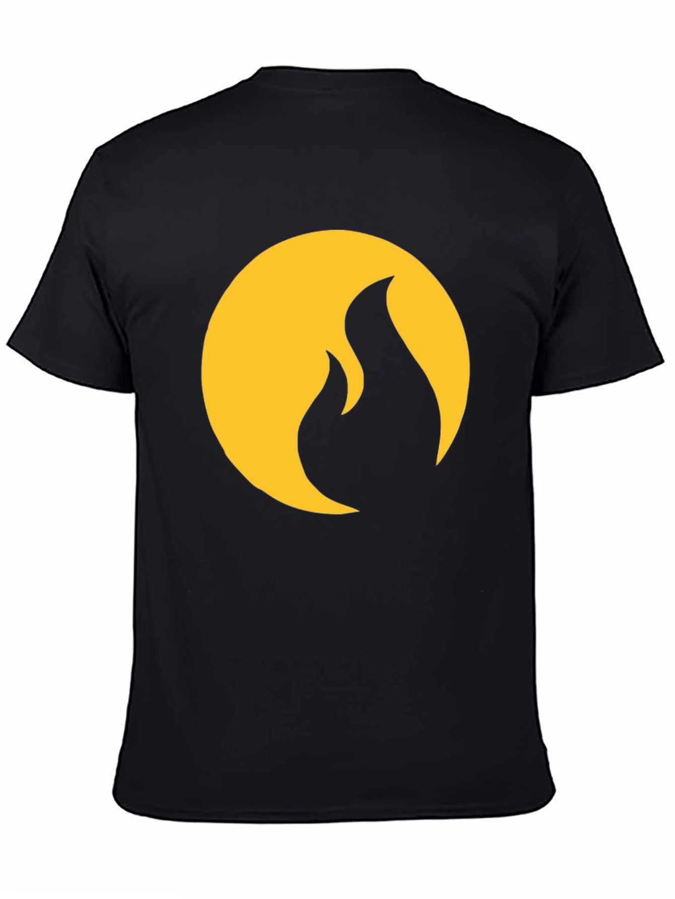 Black T-Shirt with Gold Flame Design