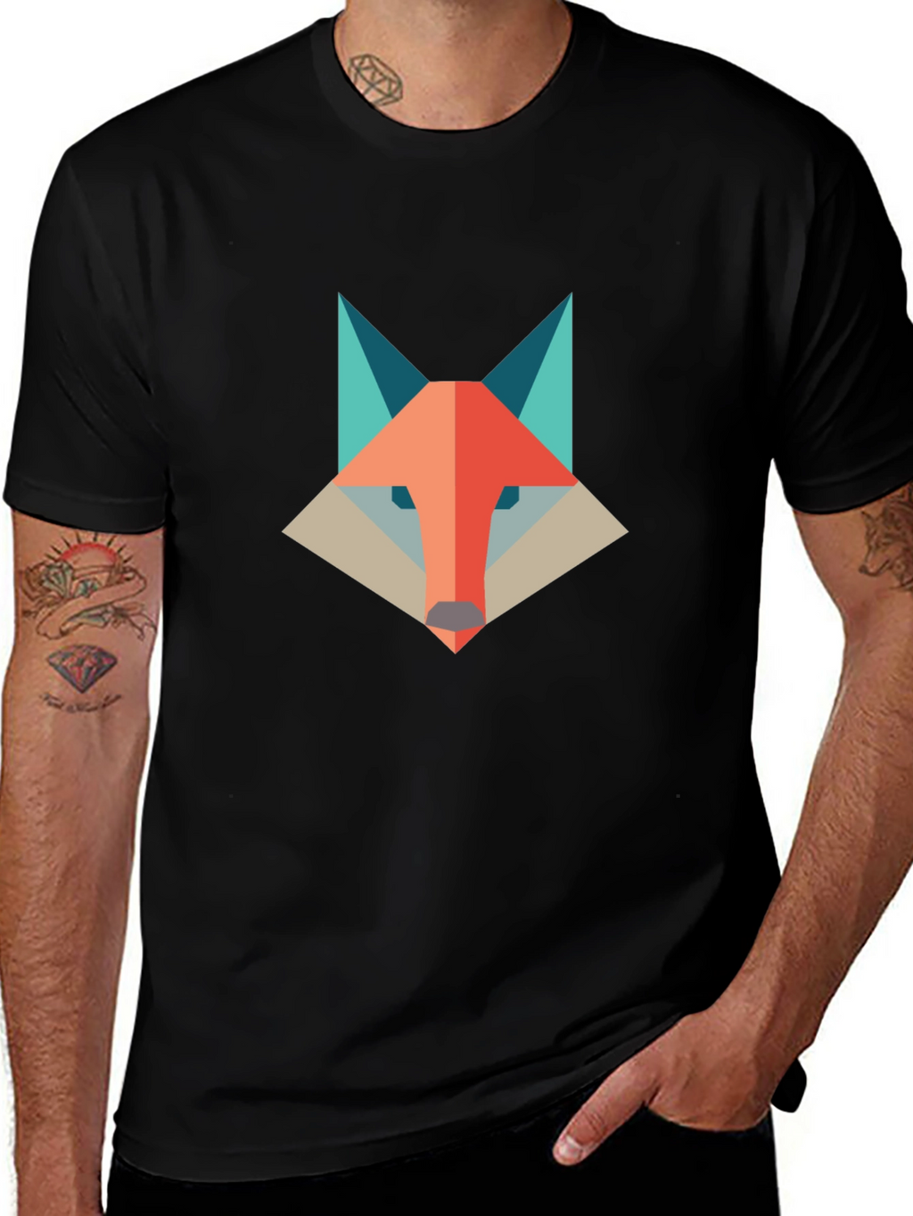 Geometric Fox Graphic Tee - Modern & Stylish