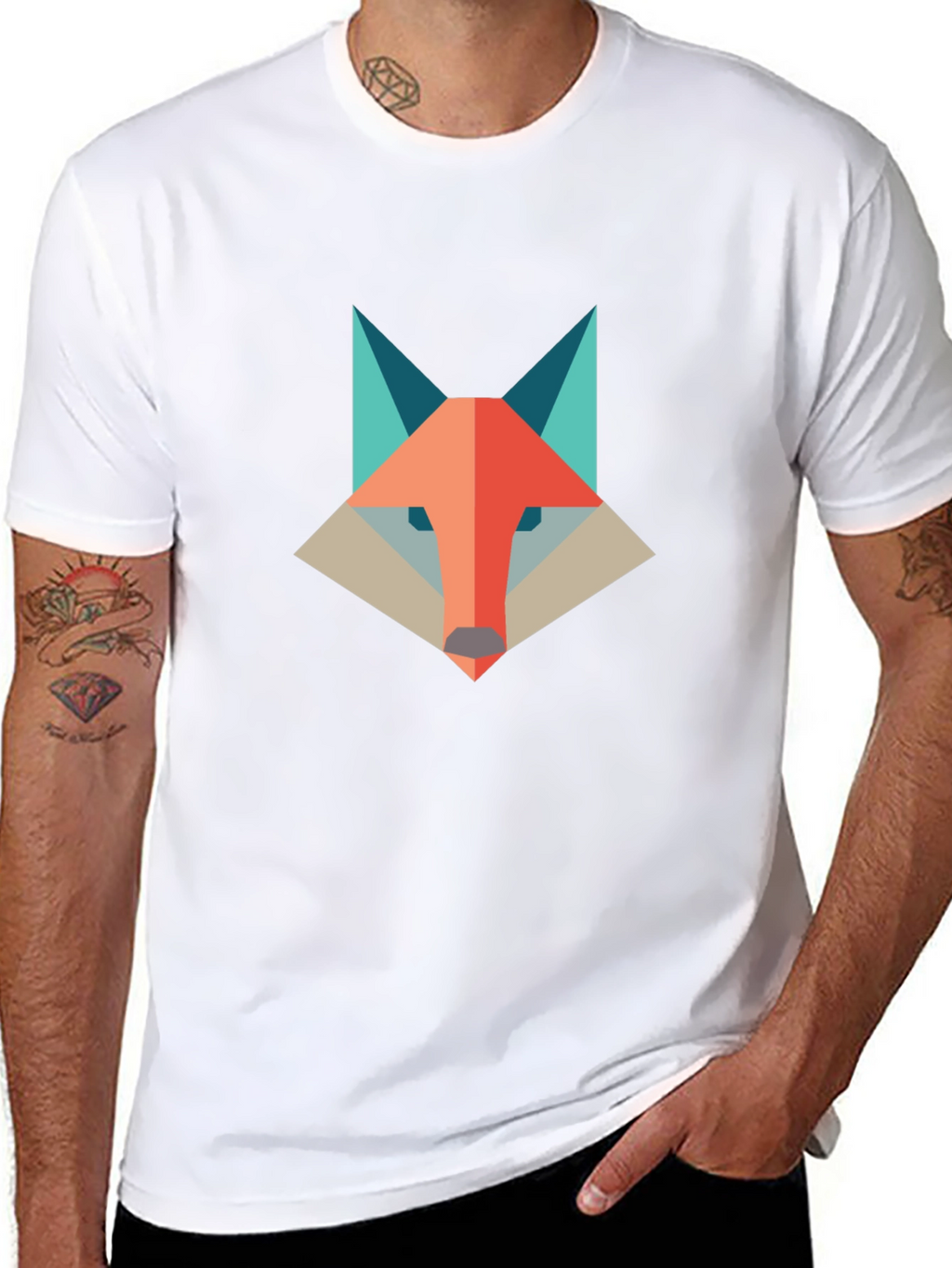 Geometric Fox Graphic Tee - Modern & Stylish