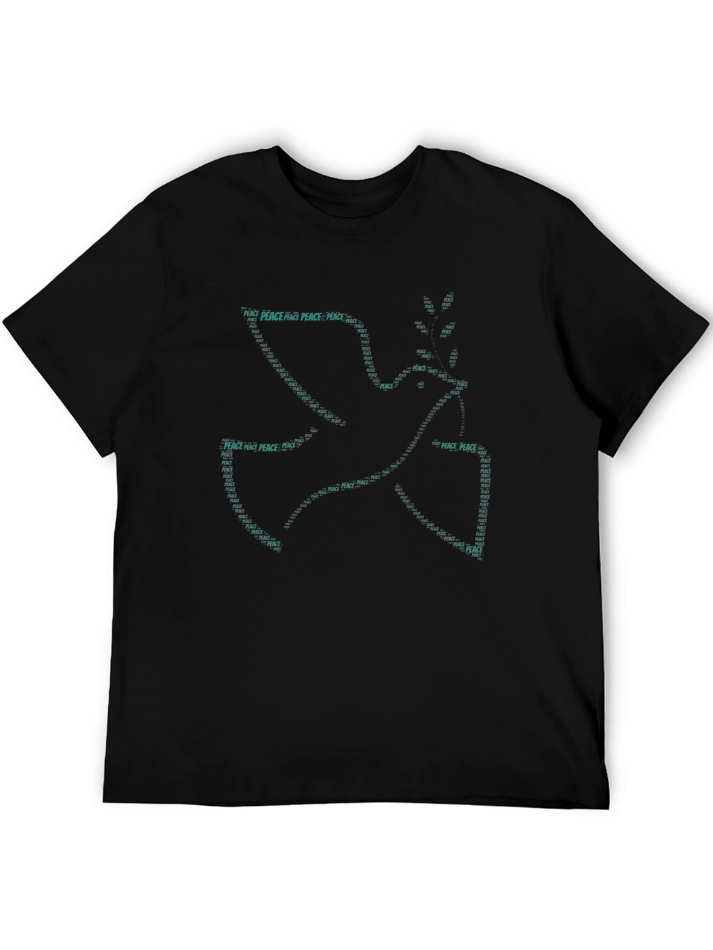 Peace Dove Graphic Print Mens Black T-Shirt