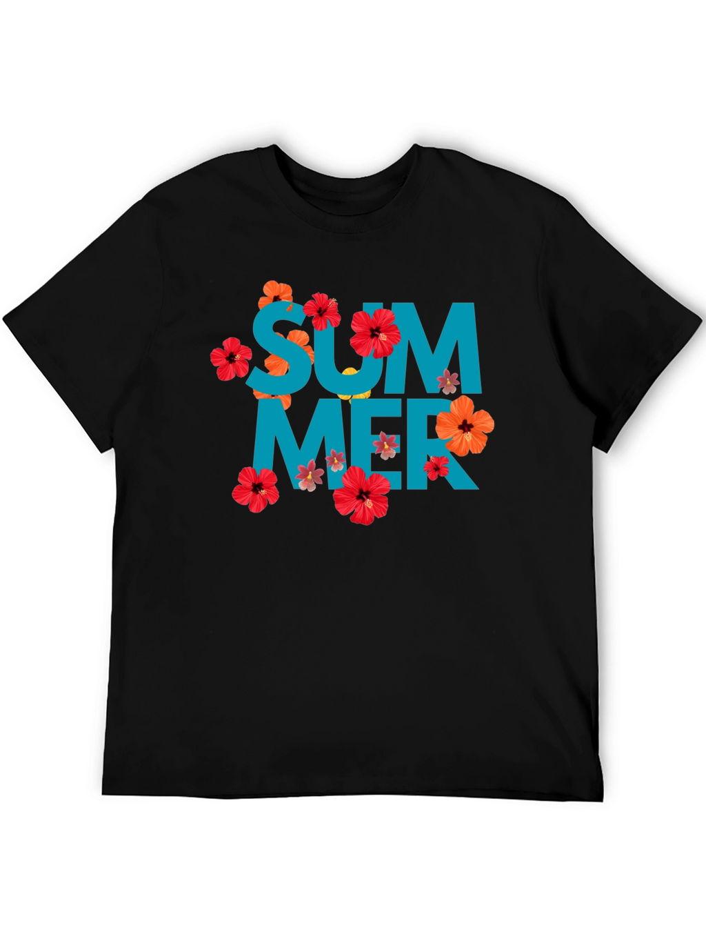 Summer Floral Graphic T-Shirt - Mens Black Tee