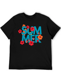 Summer Floral Graphic T-Shirt - Mens Black Tee