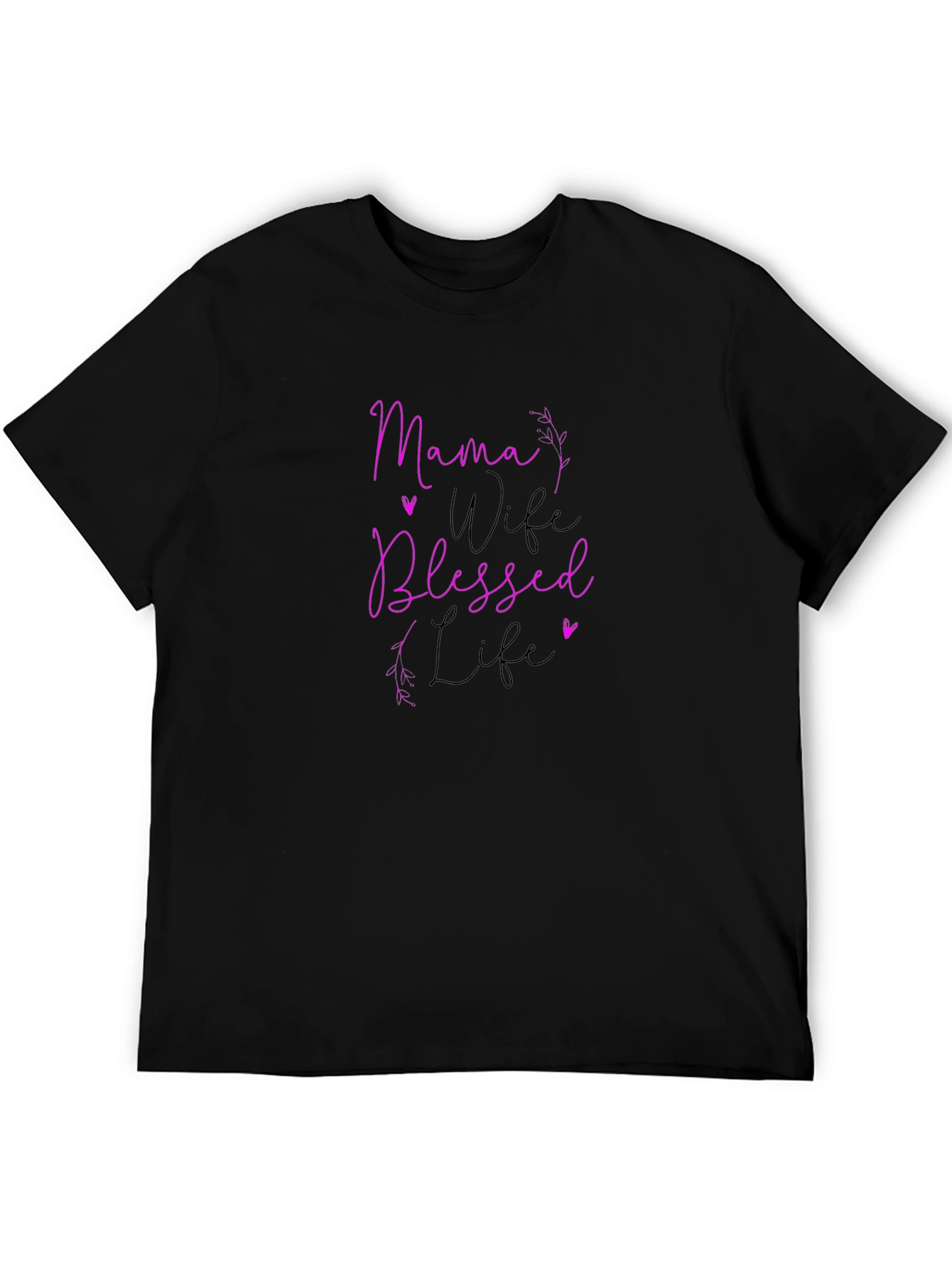 Mama Wife Blessed Life Graphic Tee - Black