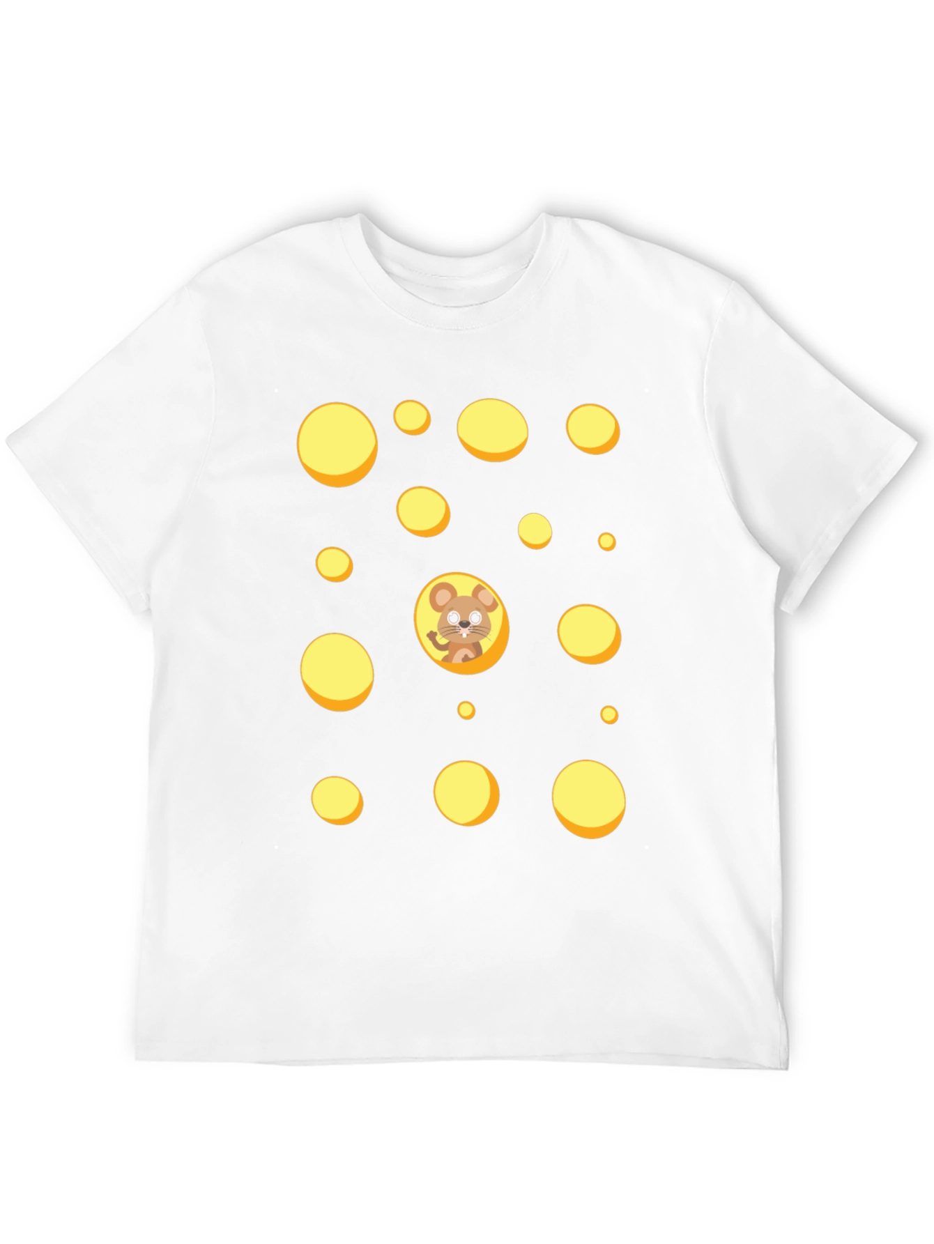 Cartoon Mouse & Swiss Cheese Holes Black T-Shirt