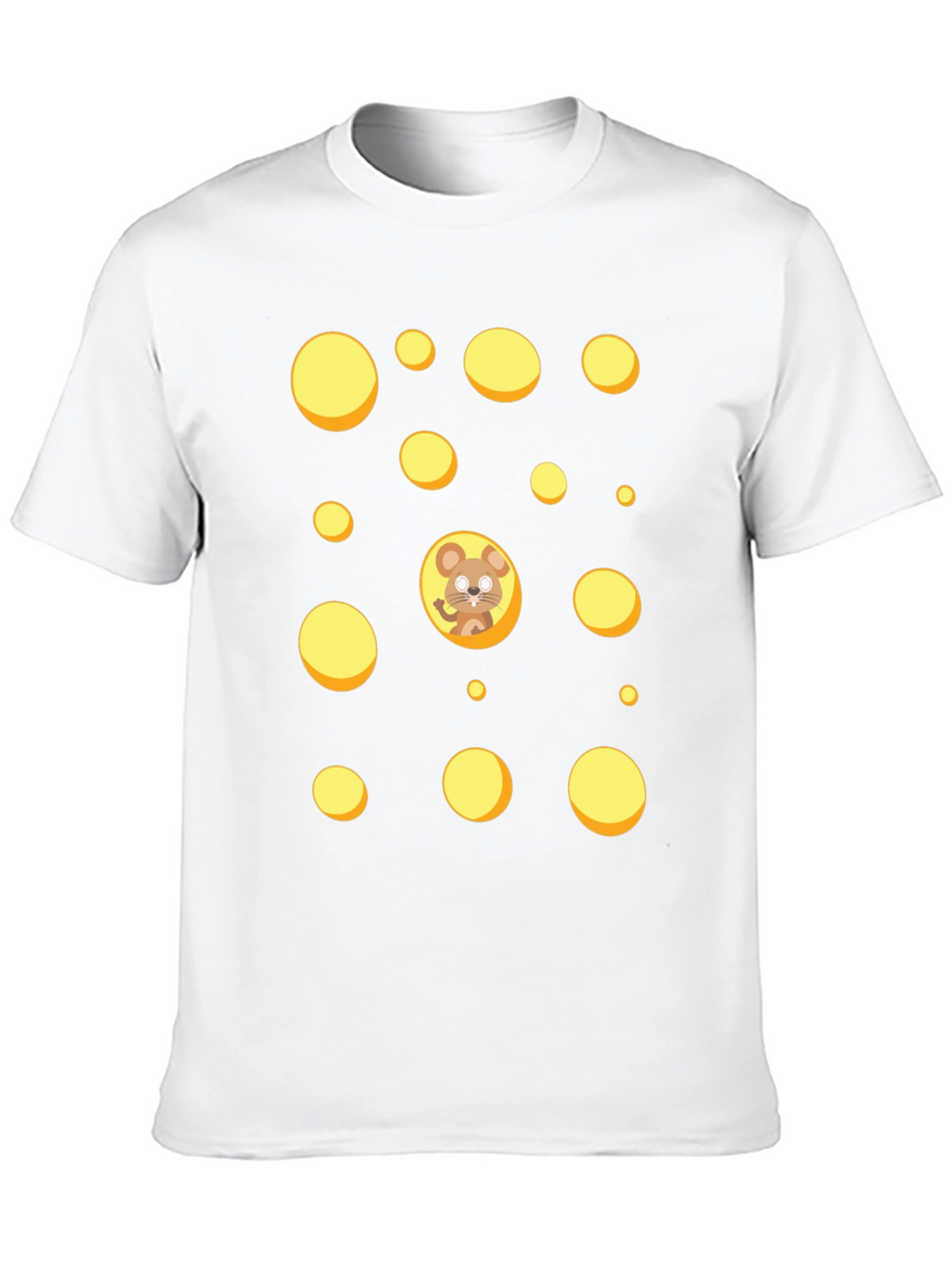 Cartoon Mouse & Swiss Cheese Holes Black T-Shirt