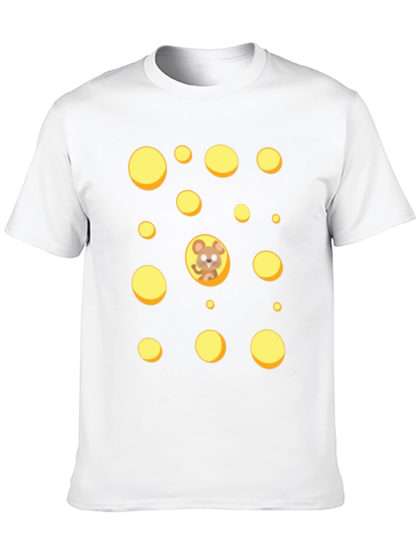 Cartoon Mouse & Swiss Cheese Holes Black T-Shirt
