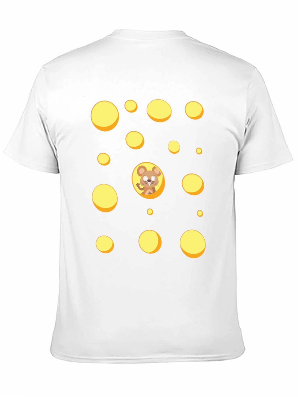 Cartoon Mouse & Swiss Cheese Holes Black T-Shirt