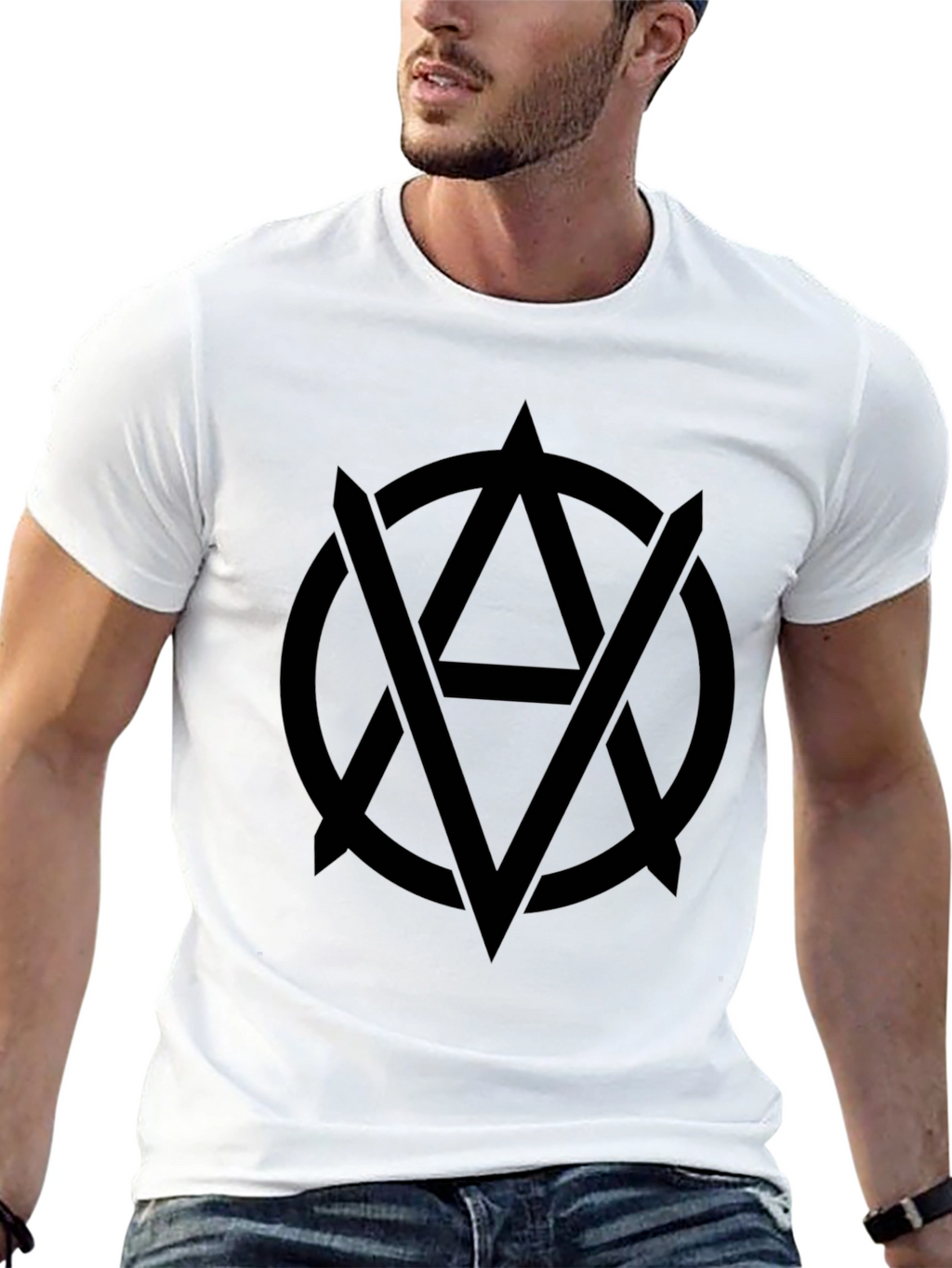 Black Tee with Occult Anarchy Symbol