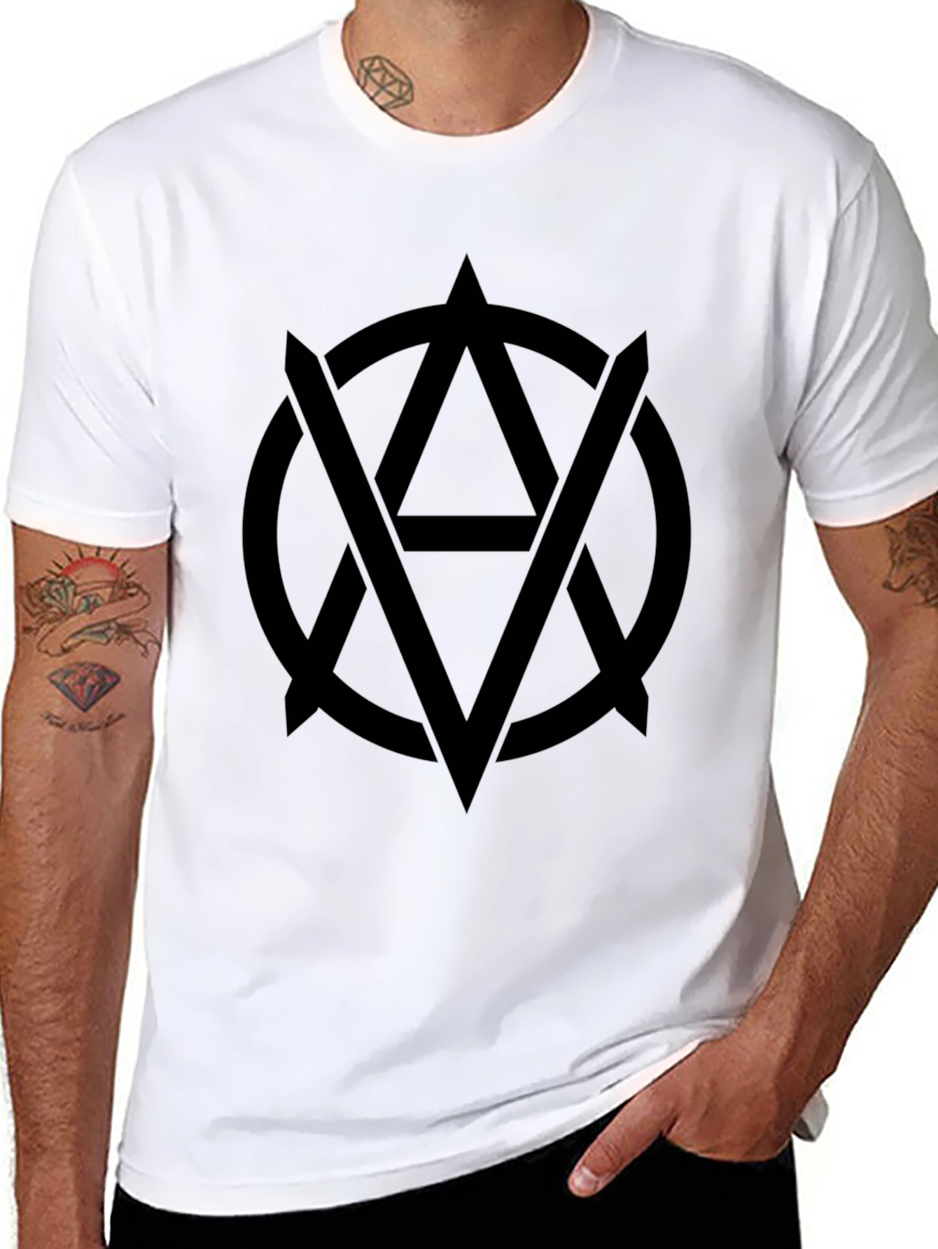 Black Tee with Occult Anarchy Symbol
