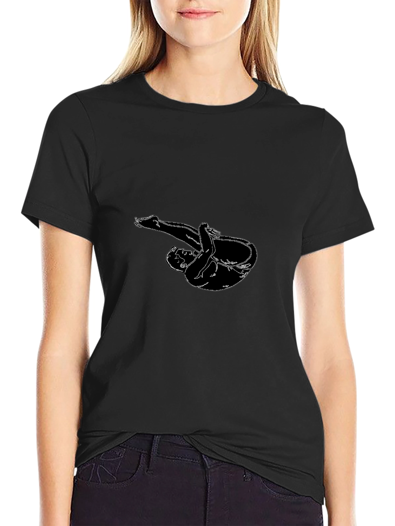 Black T-Shirt with Diver Silhouette Graphic
