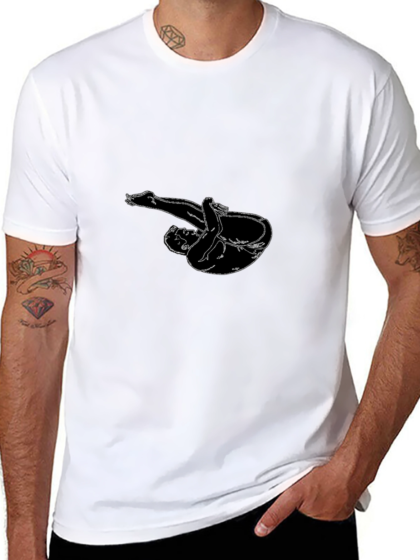 Black T-Shirt with Diver Silhouette Graphic