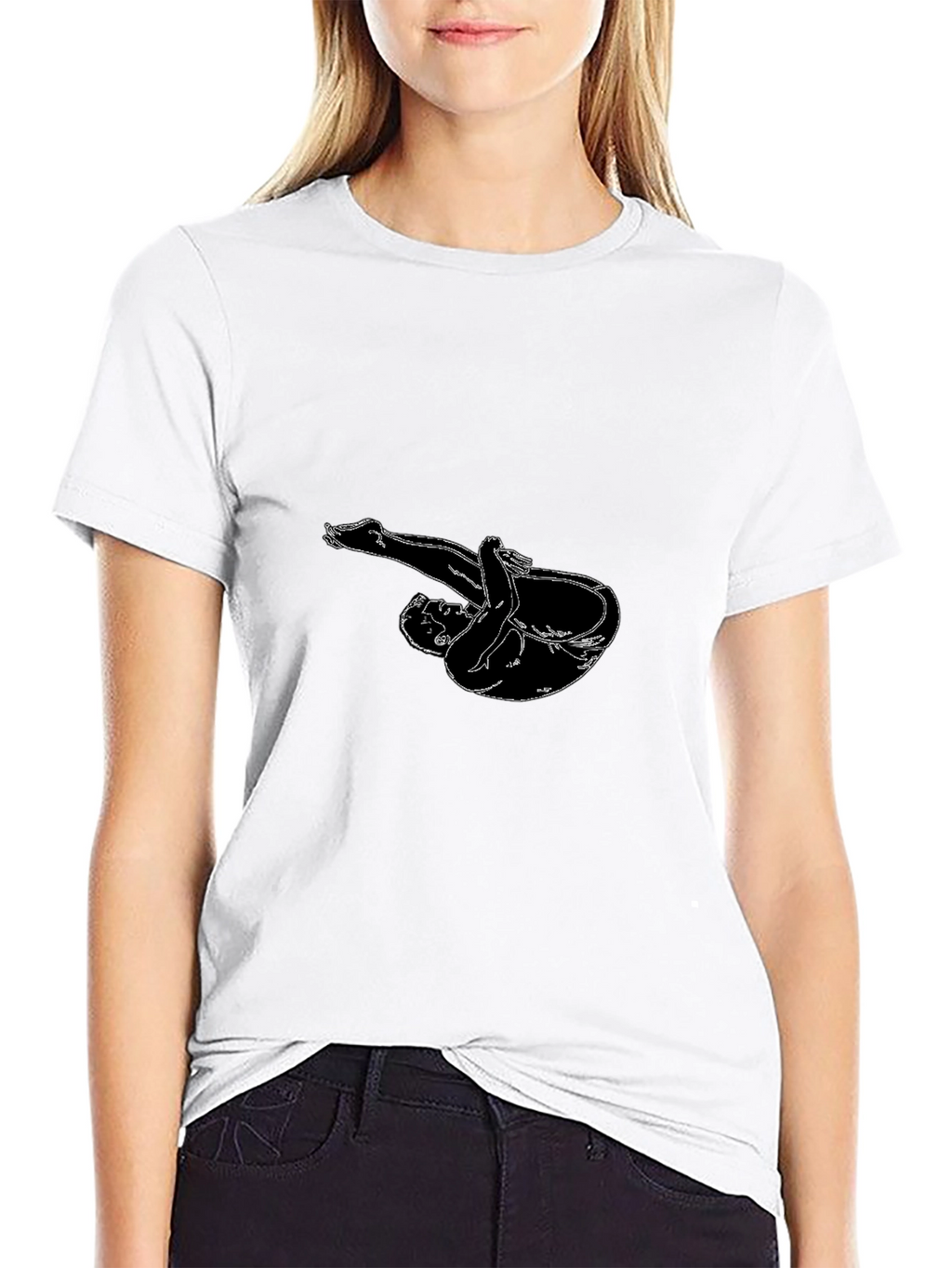 Black T-Shirt with Diver Silhouette Graphic