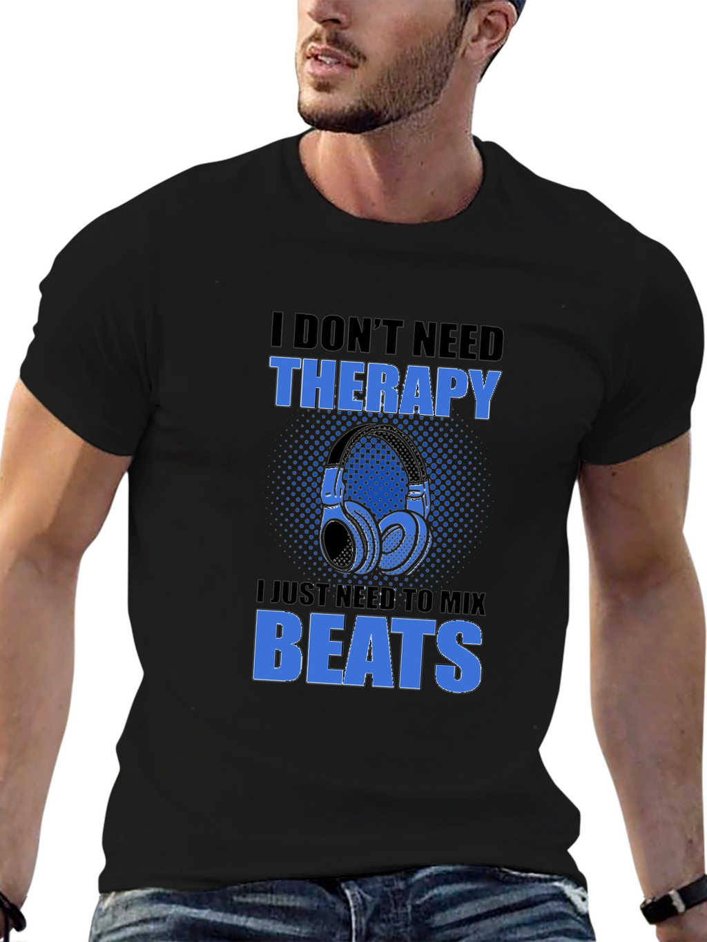 DJ Mix Beats Therapy T-Shirt - Black