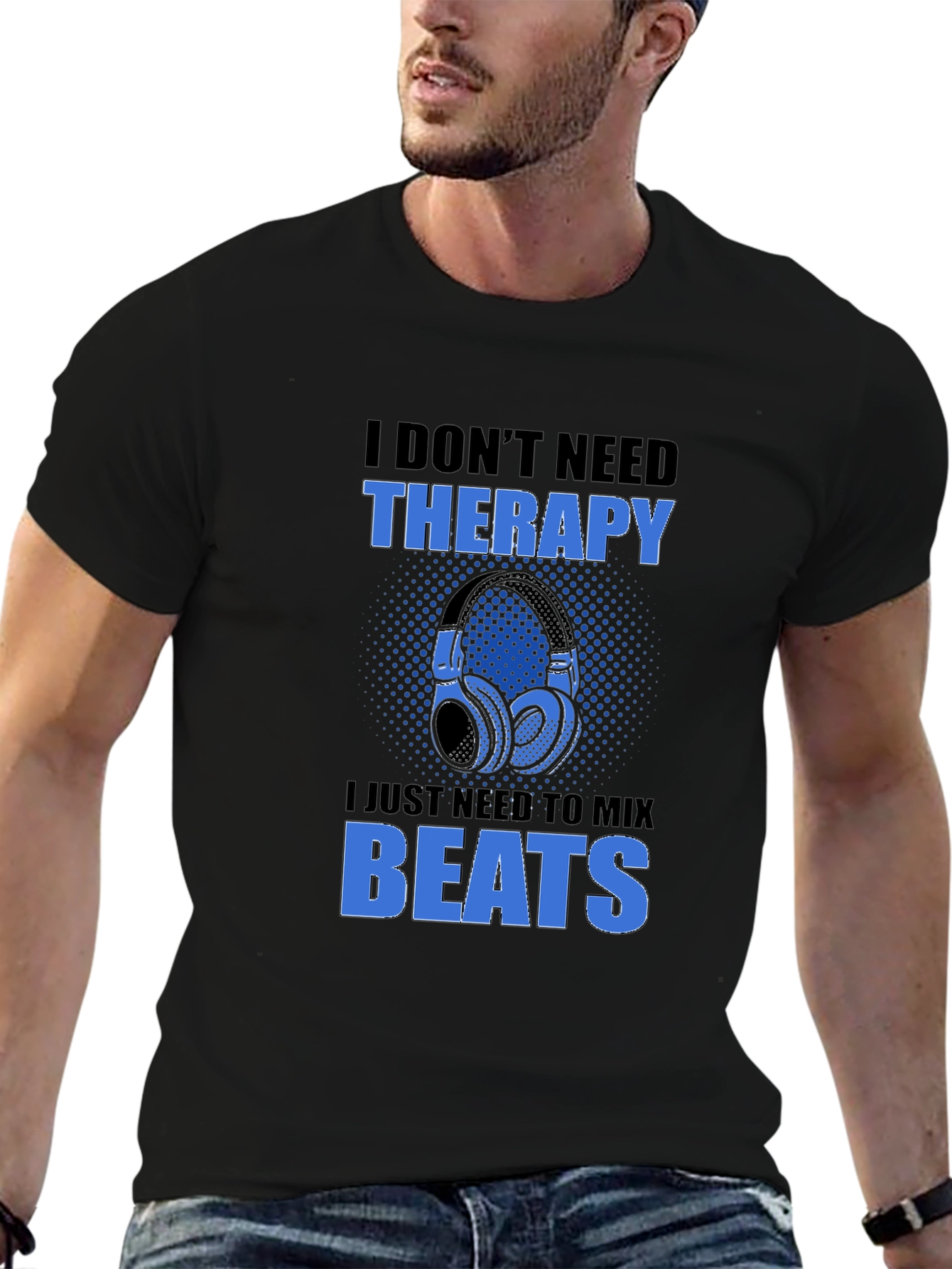 DJ Mix Beats Therapy T-Shirt - Black