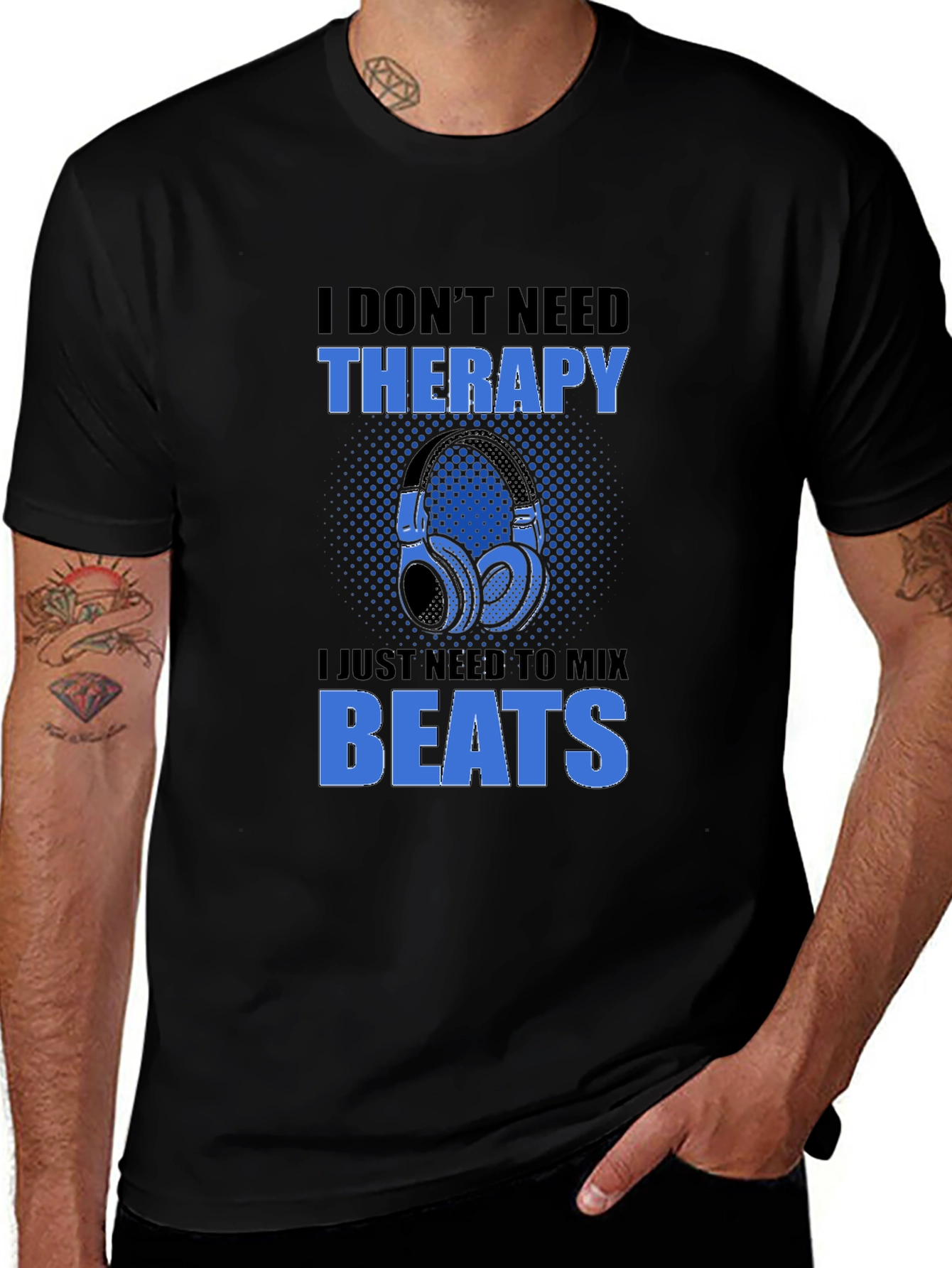 DJ Mix Beats Therapy T-Shirt - Black