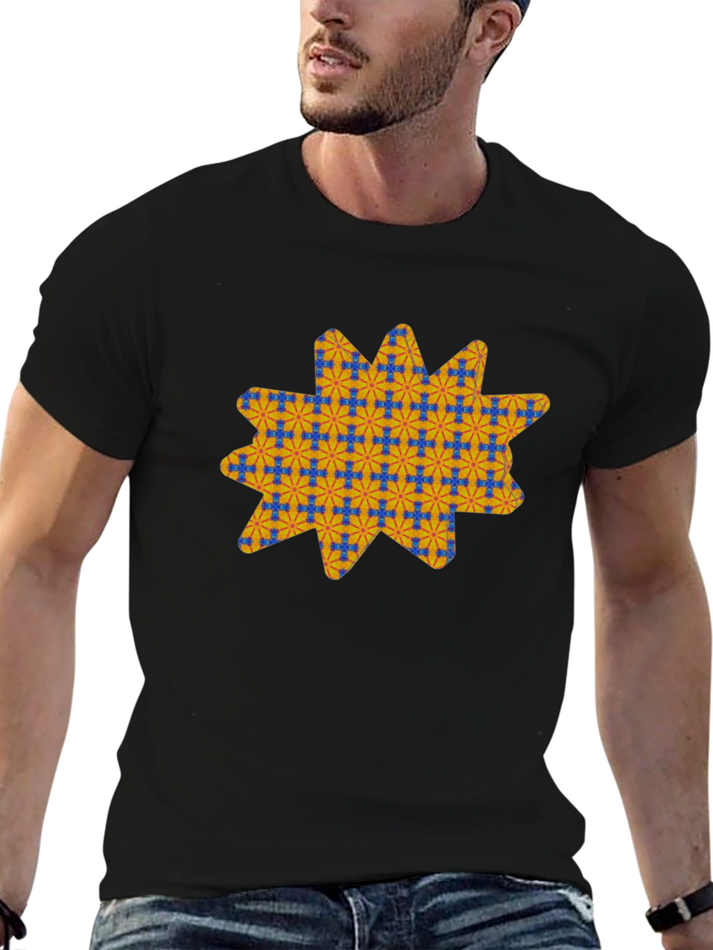 Patterned Star Graphic T-Shirt