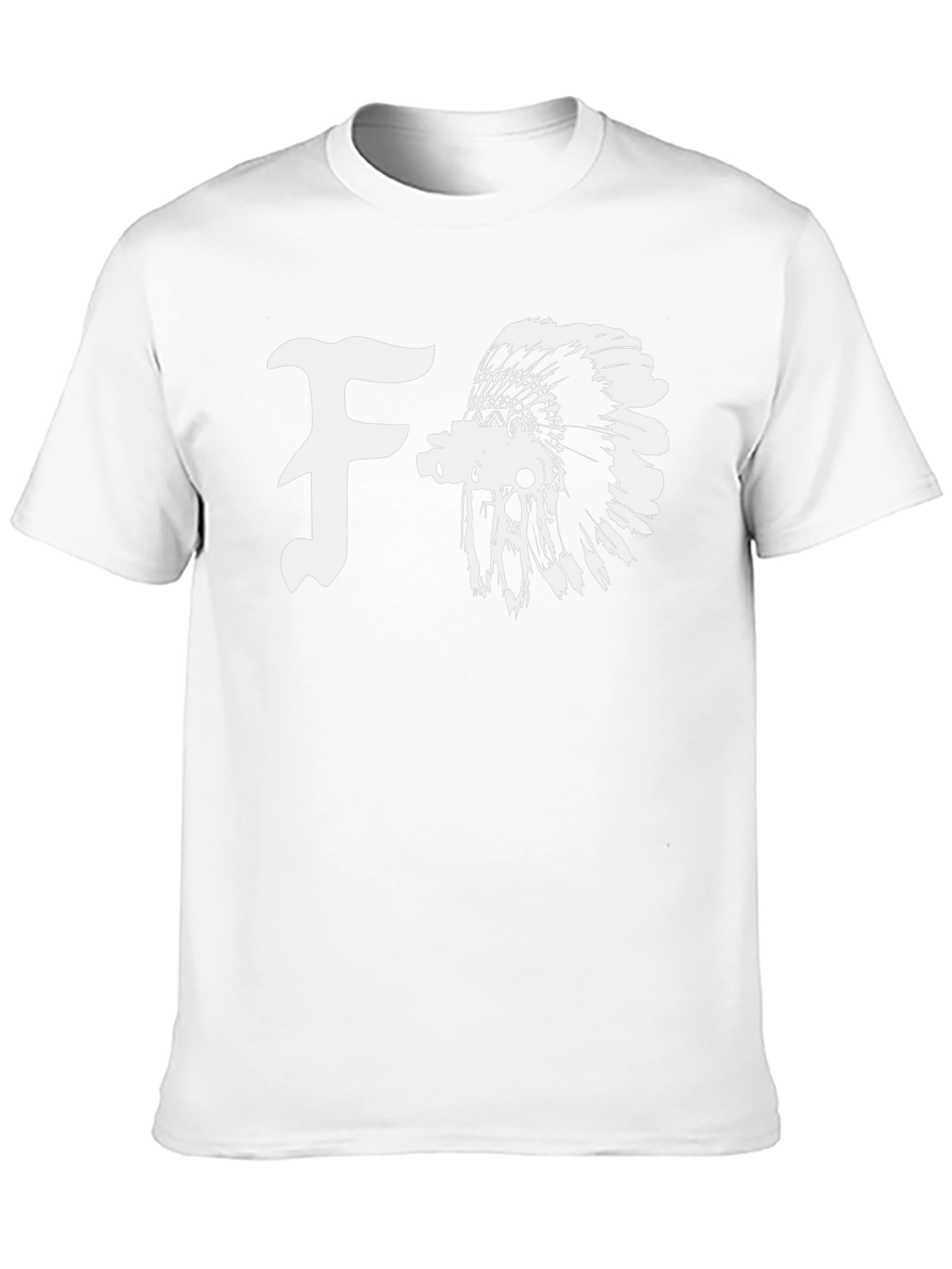 Black T-Shirt with F and Indian Headdress Graphic