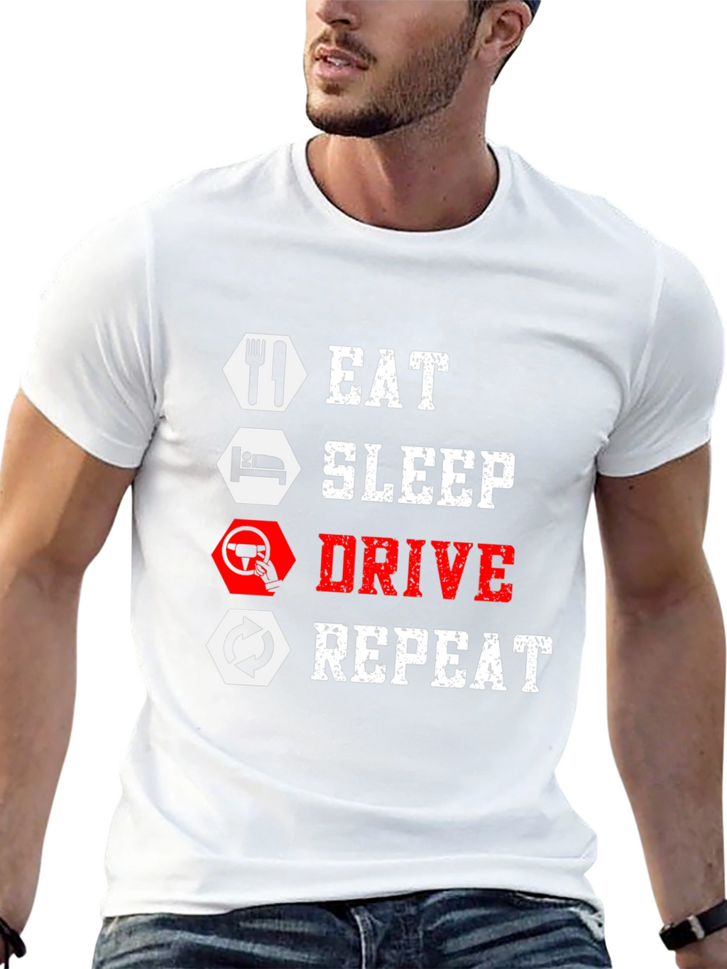 Eat Sleep Drive Repeat Black Graphic Tee