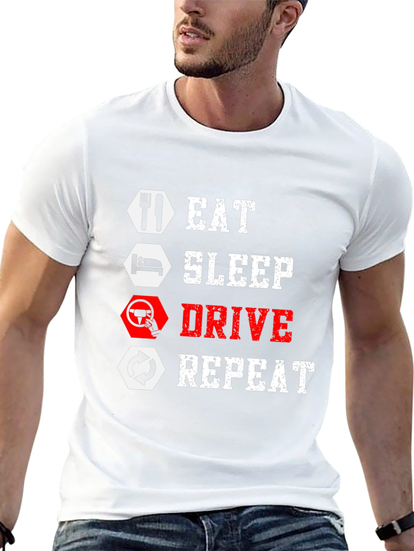 Eat Sleep Drive Repeat Black Graphic Tee