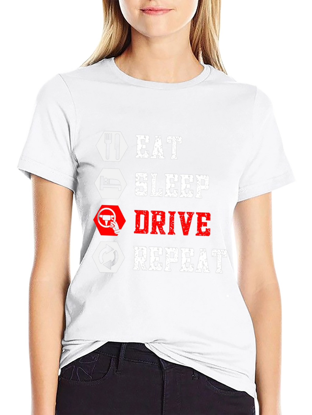 Eat Sleep Drive Repeat Black Graphic Tee